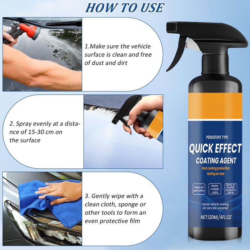 KEBEGE 2Pcs Advanced Quick Effect Coating Agent,Car Coating Spray, 2025 New Car Paint Protection，Car Scratch Wax Polish Spray Waterless Wash，Multi-Purpose Oil Film Emulsion Glass Cleaner - Image 5